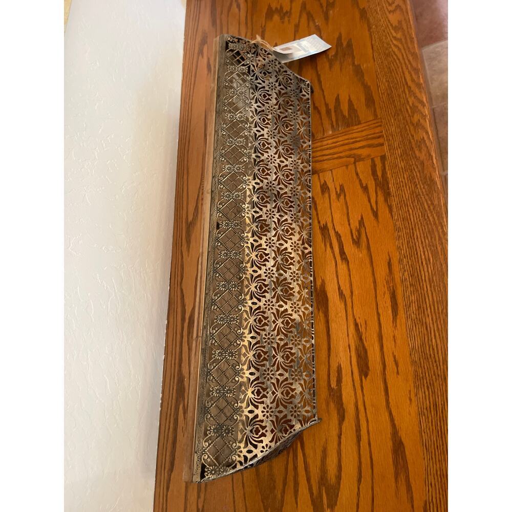Belle Maison Decirative shelf Bronze tone metal with rustic wood top - Picture 3 of 6